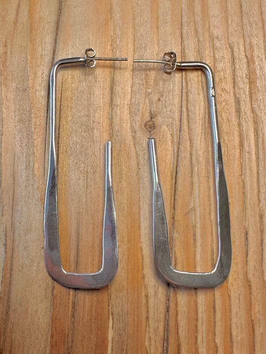 Abstract Rectangle Hoop 925 Sterling Silver Earrings
