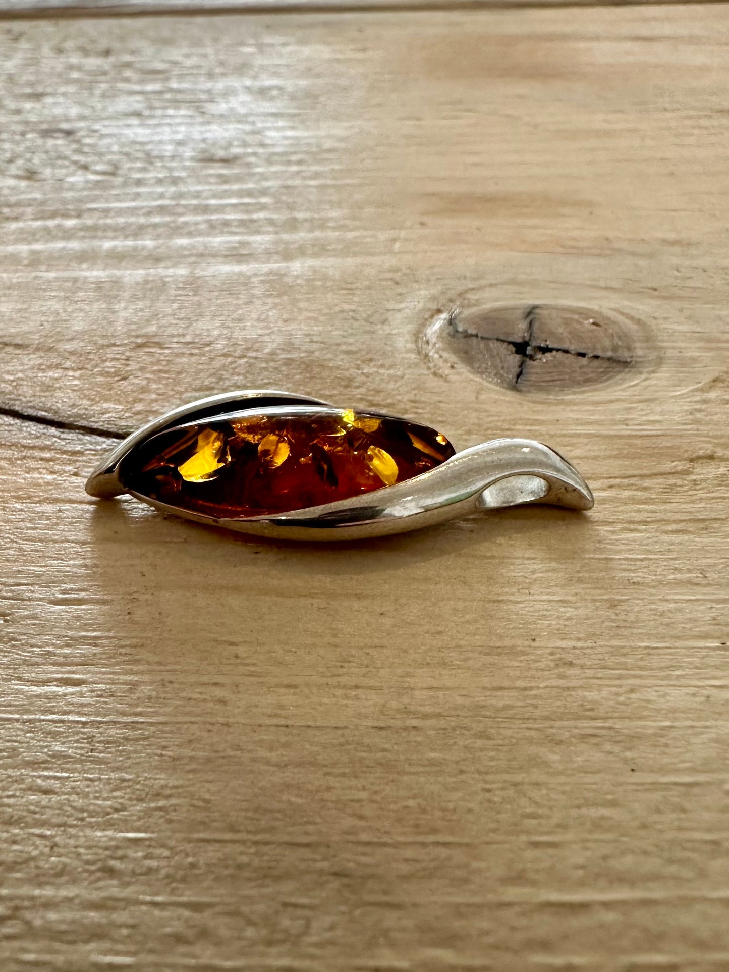 Abstract Amber 925 Silver Pendant