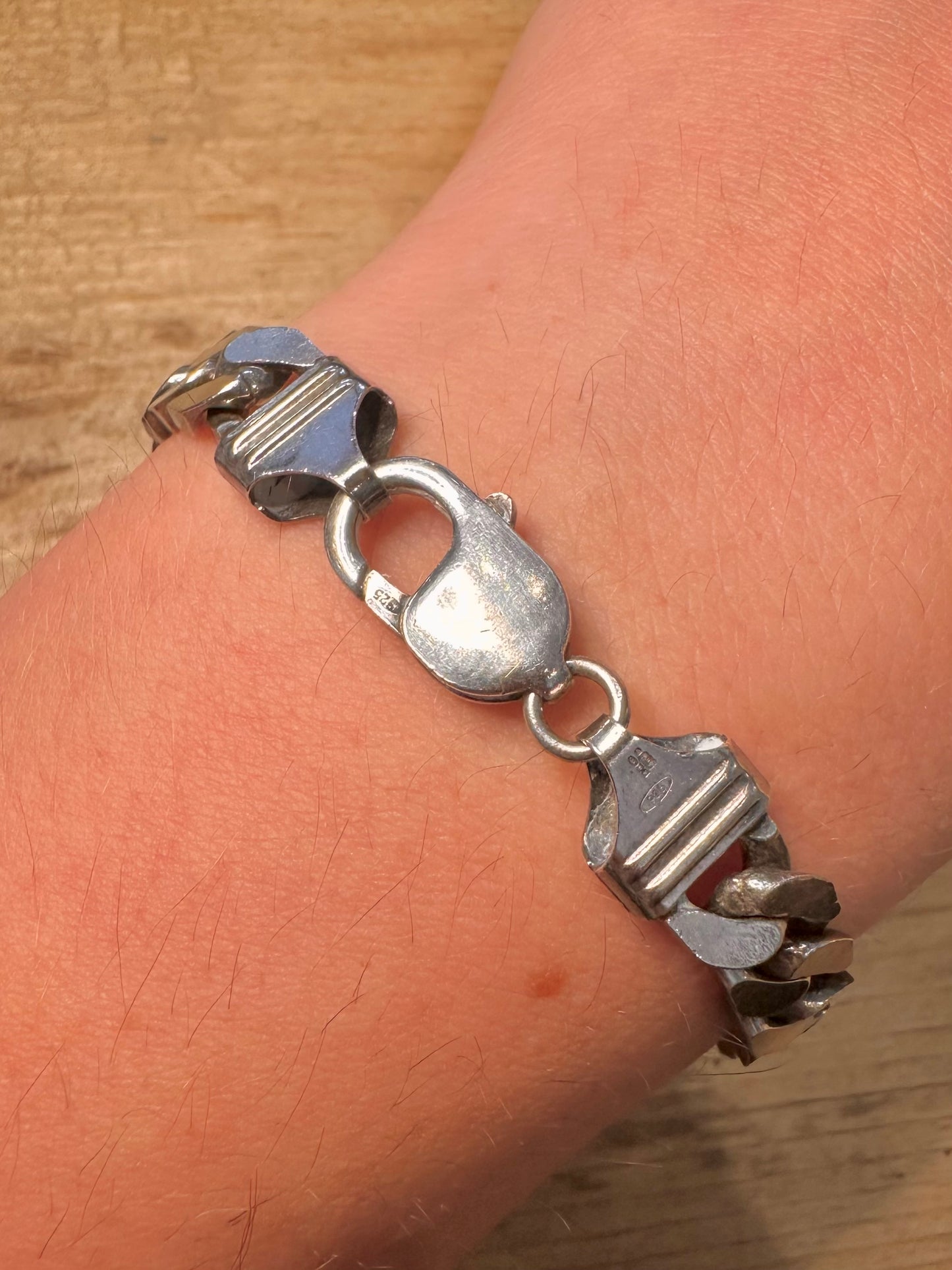 Vintage Curb Chain 925 Silver 8.5 inch Bracelet
