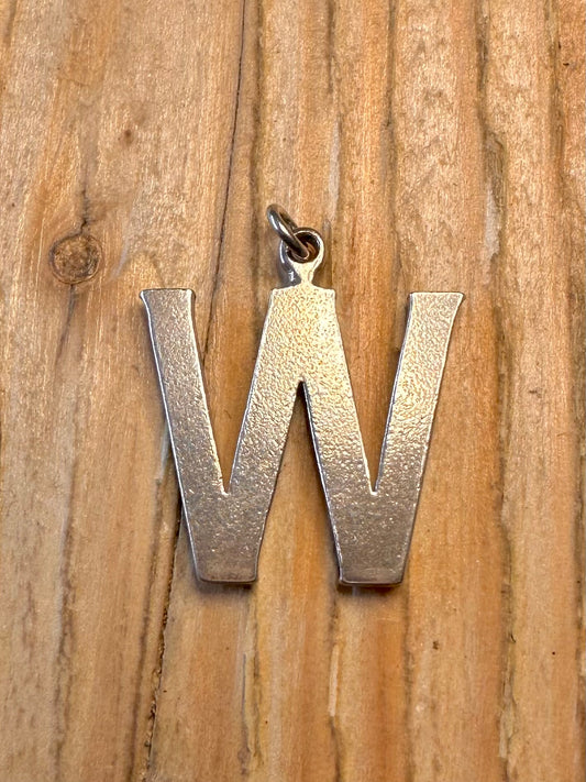 Vintage Letter W 925 Sterling Silver Pendant