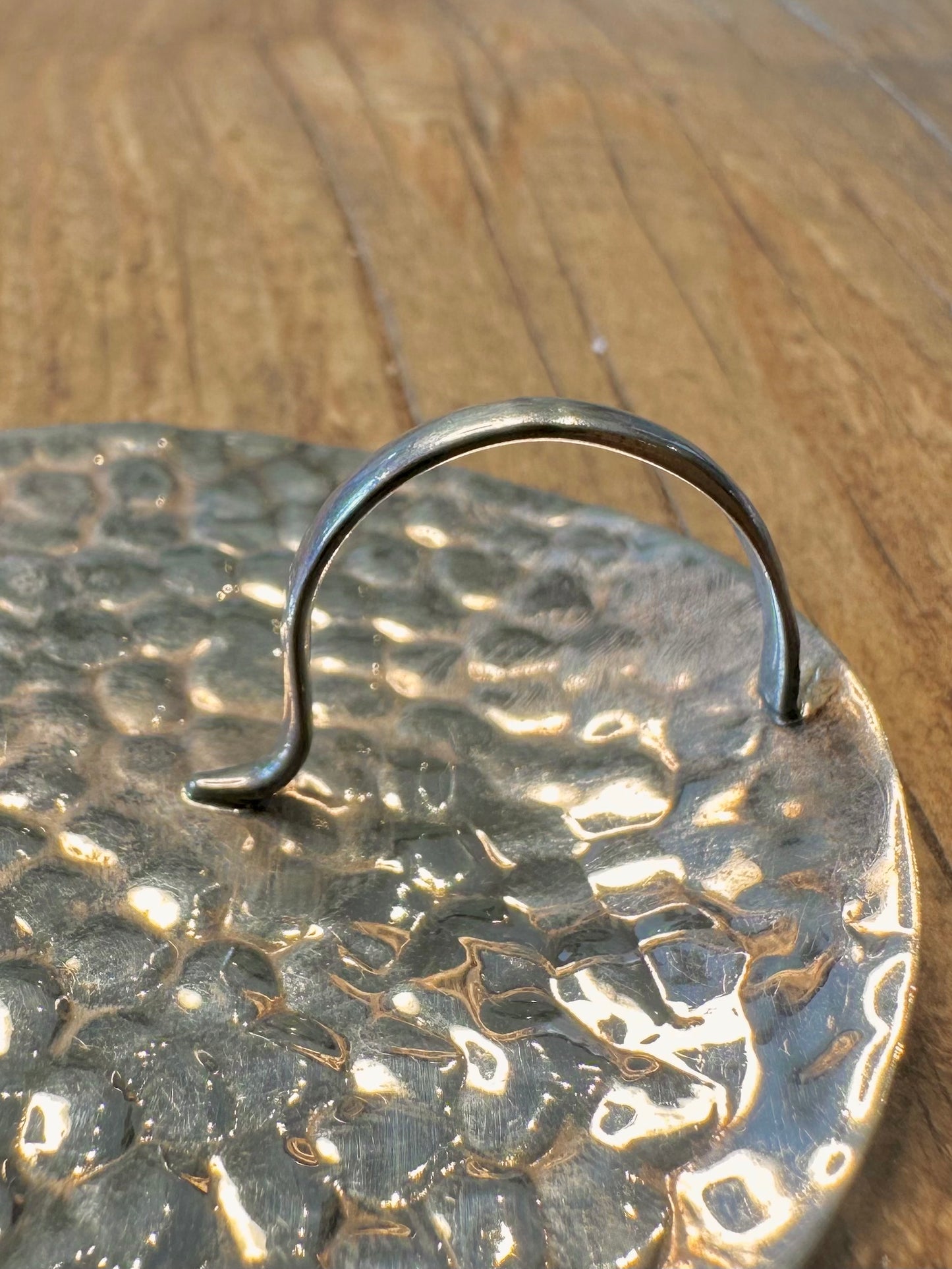 Hammered Circle Wavy 925 Sterling Silver Pendant