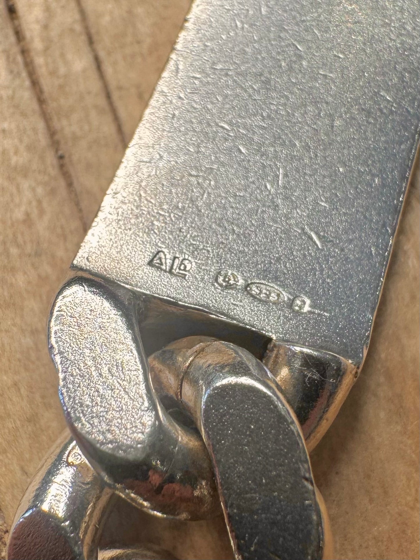 Vintage 1974 Identity Curb Chain 925 Sterling Silver 8.5 inch Bracelet