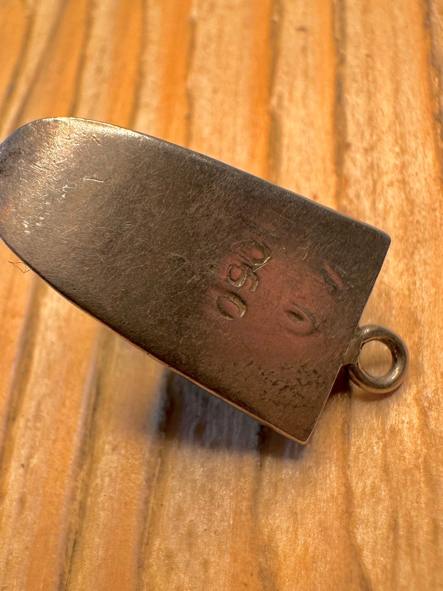 Vintage Ornate Horse Shoe Green Stone Silver Pendant