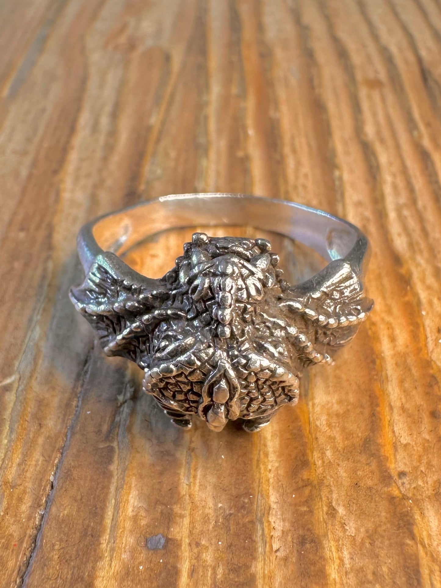 Dragon Intricate Textured 925 Sterling Silver Size V Ring
