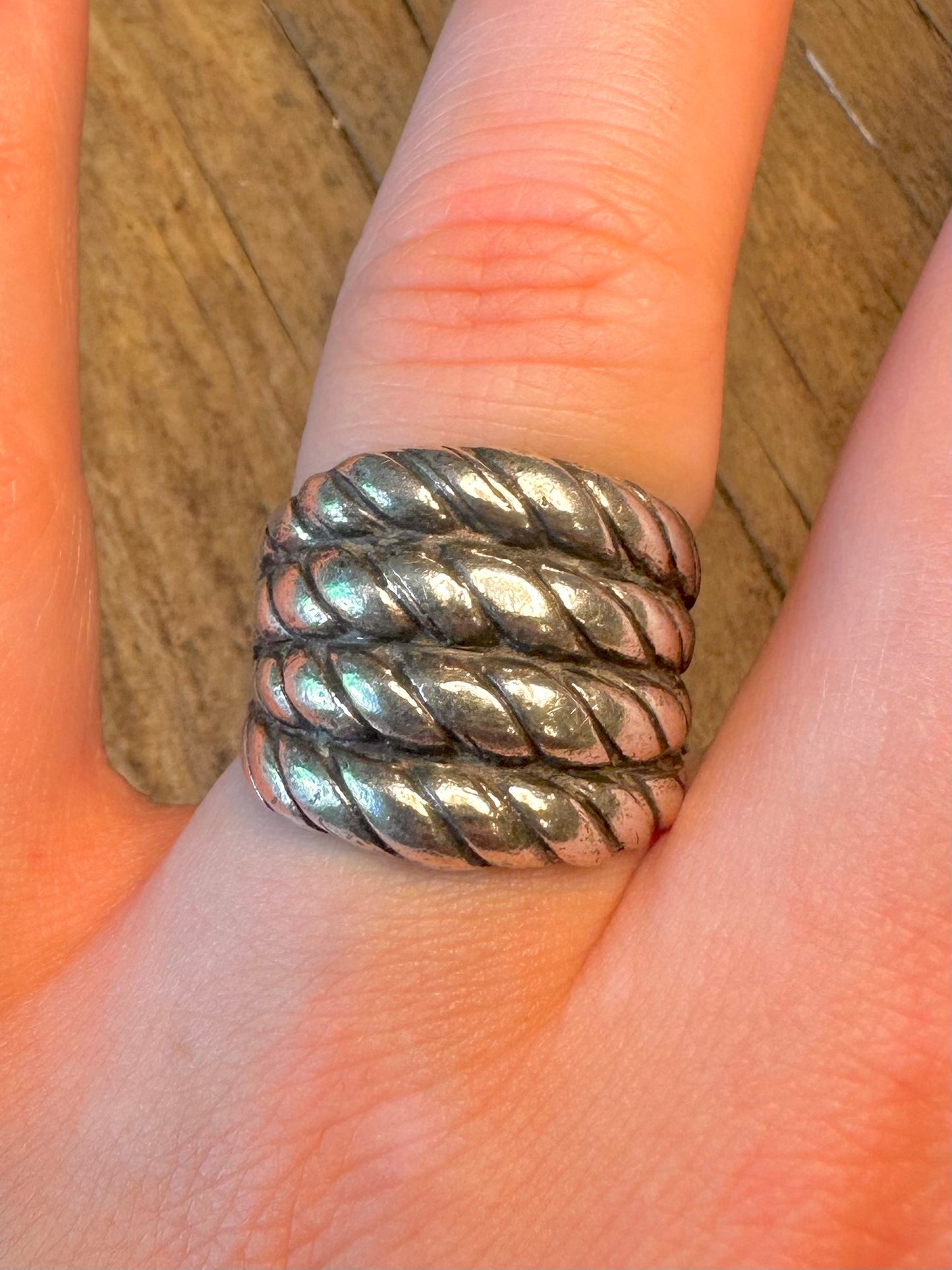 Dome 1991 Rope Design 925 Sterling Silver Size S Ring