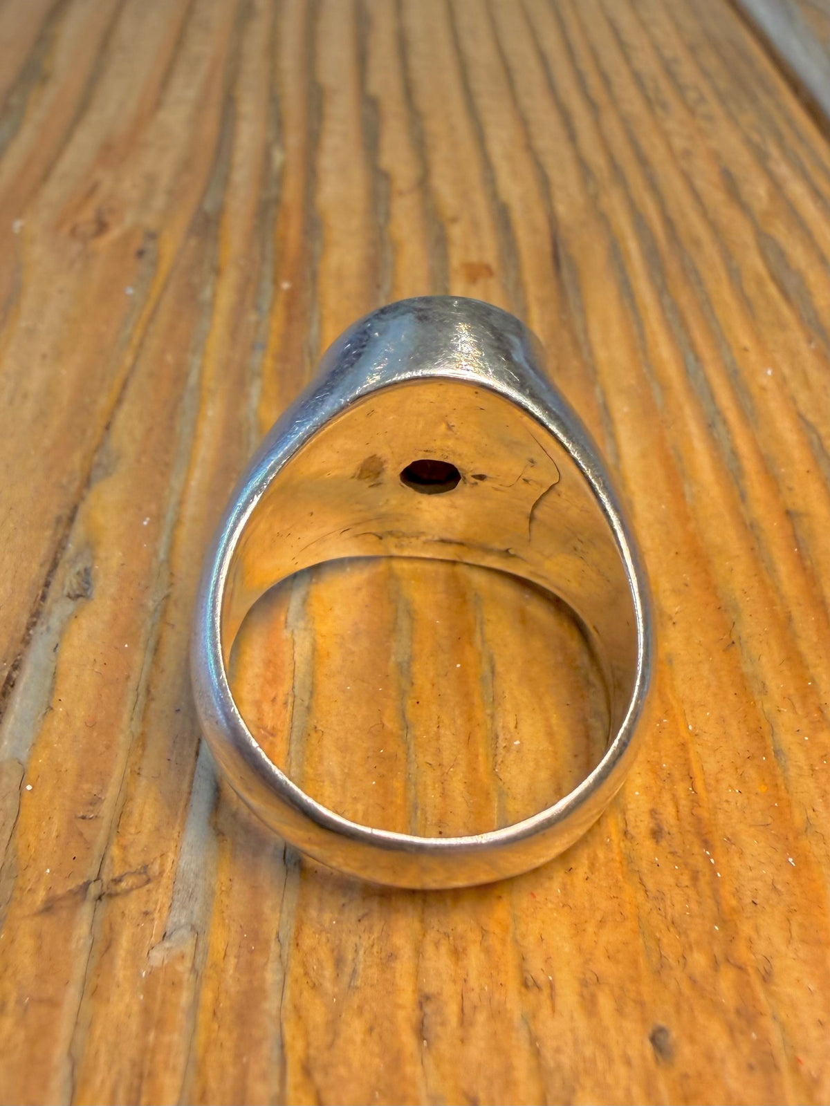 Fire Agate Signet Heavy 925 Sterling Silver Size V Ring