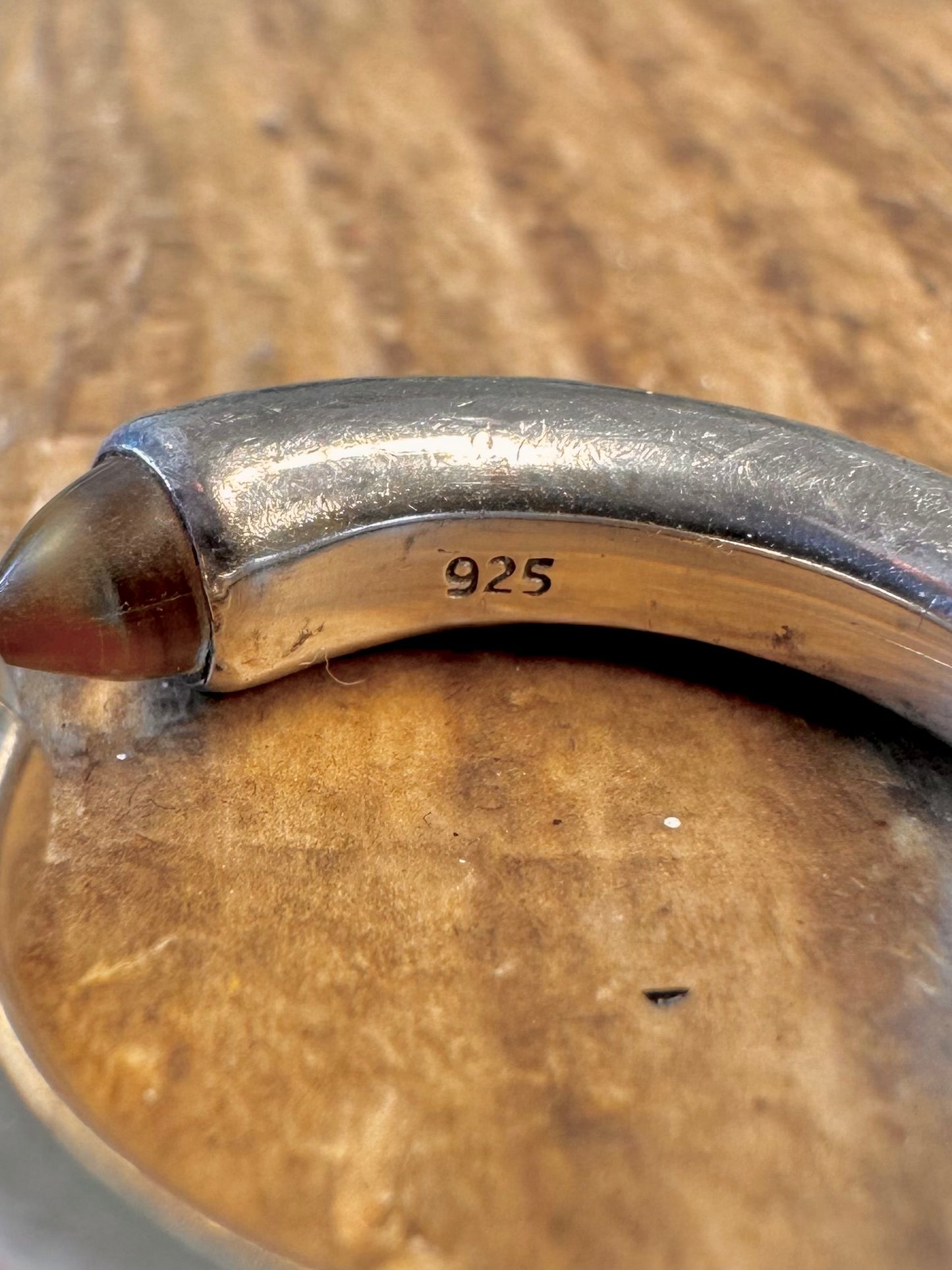 Abstract Citrine Claw Band 925 Sterling Silver Size J Ring