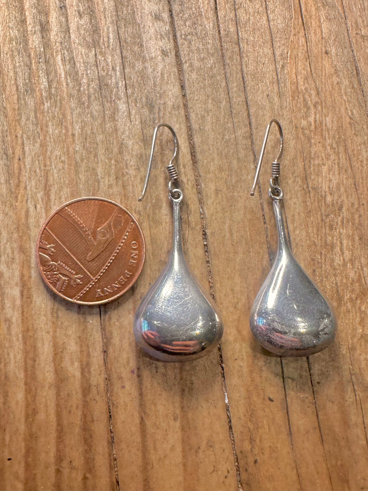 Vintage Teardrop Dangle 925 Sterling Silver Earrings