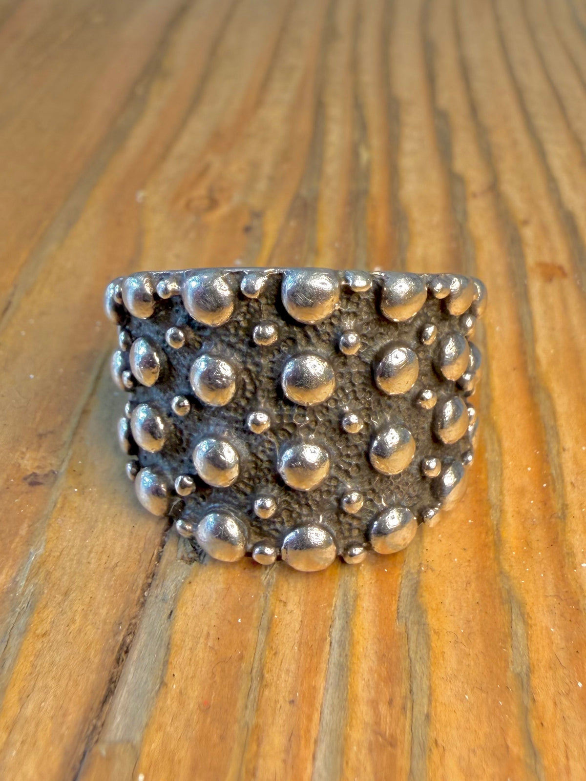 Textured ‘Touch of the Earth’ Wide 925 Sterling Silver Size T Ring