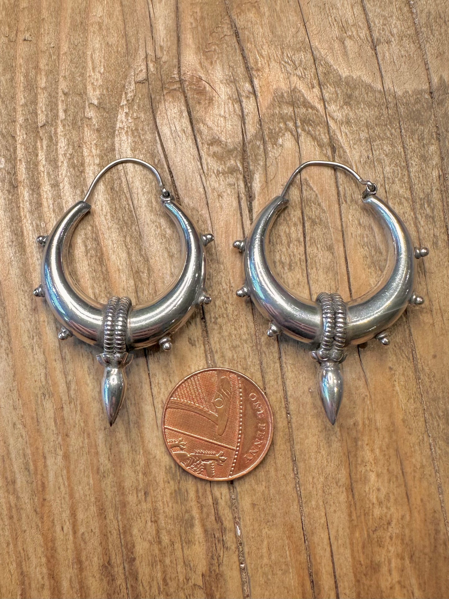 Chunky Tribal Spiky 925 Sterling Silver Earrings