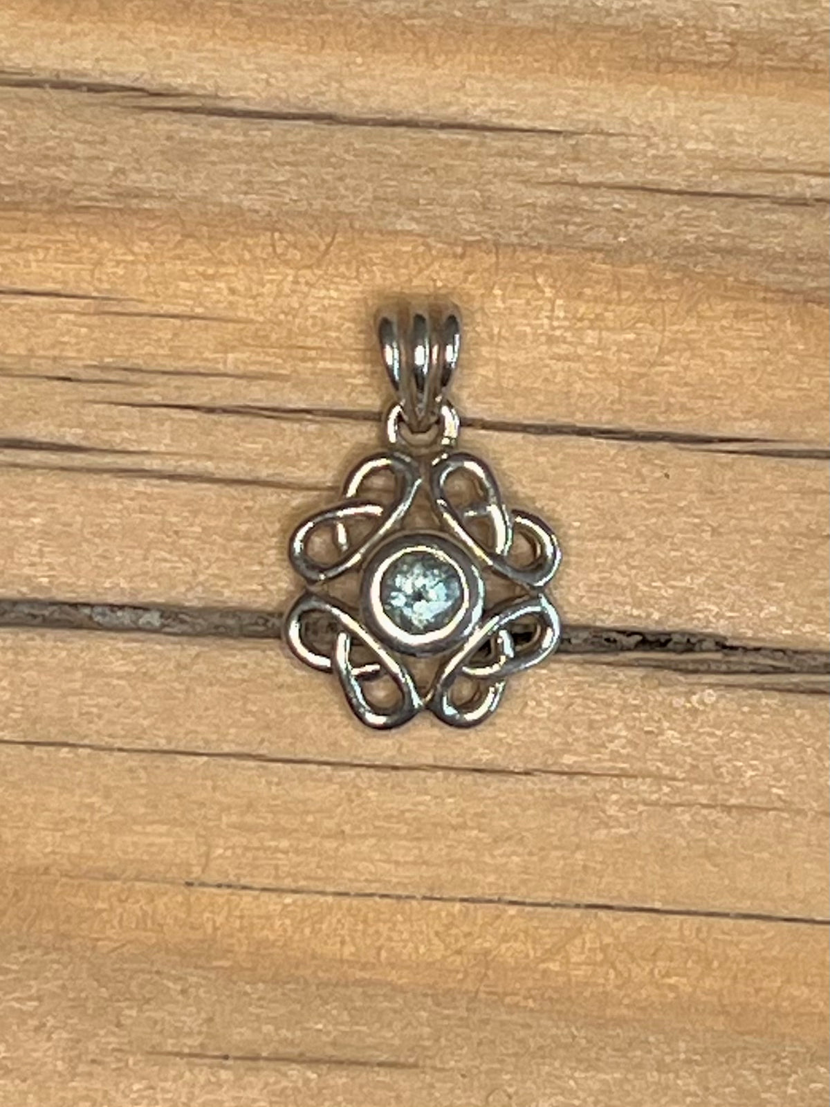 Small Ornate Blue Topaz 925 Sterling Silver Pendant