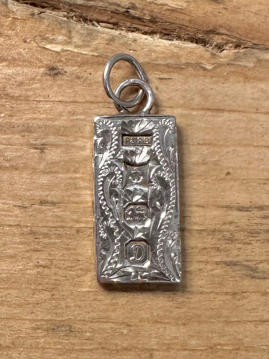 Vintage 1978 Engraved Ingot 925 Silver Birmingham Pendant