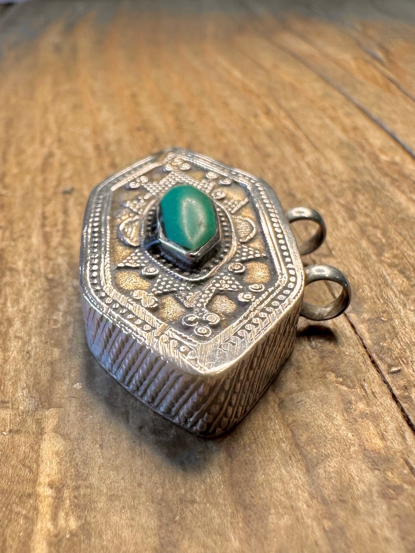 Tibetan Turquoise Intricate Silver Pendant