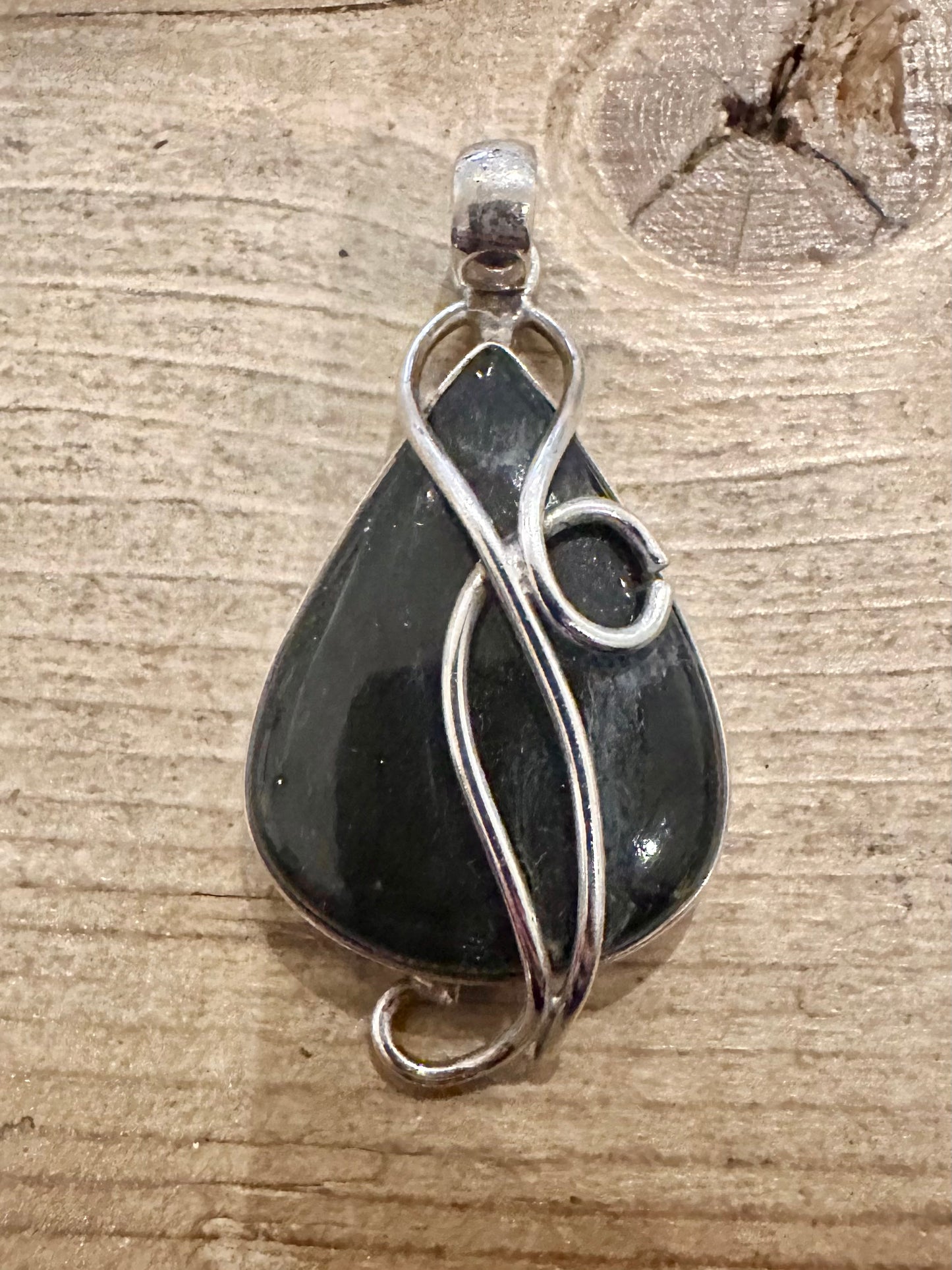 Abstract Labradorite Tear Drop 925 Silver Pendant