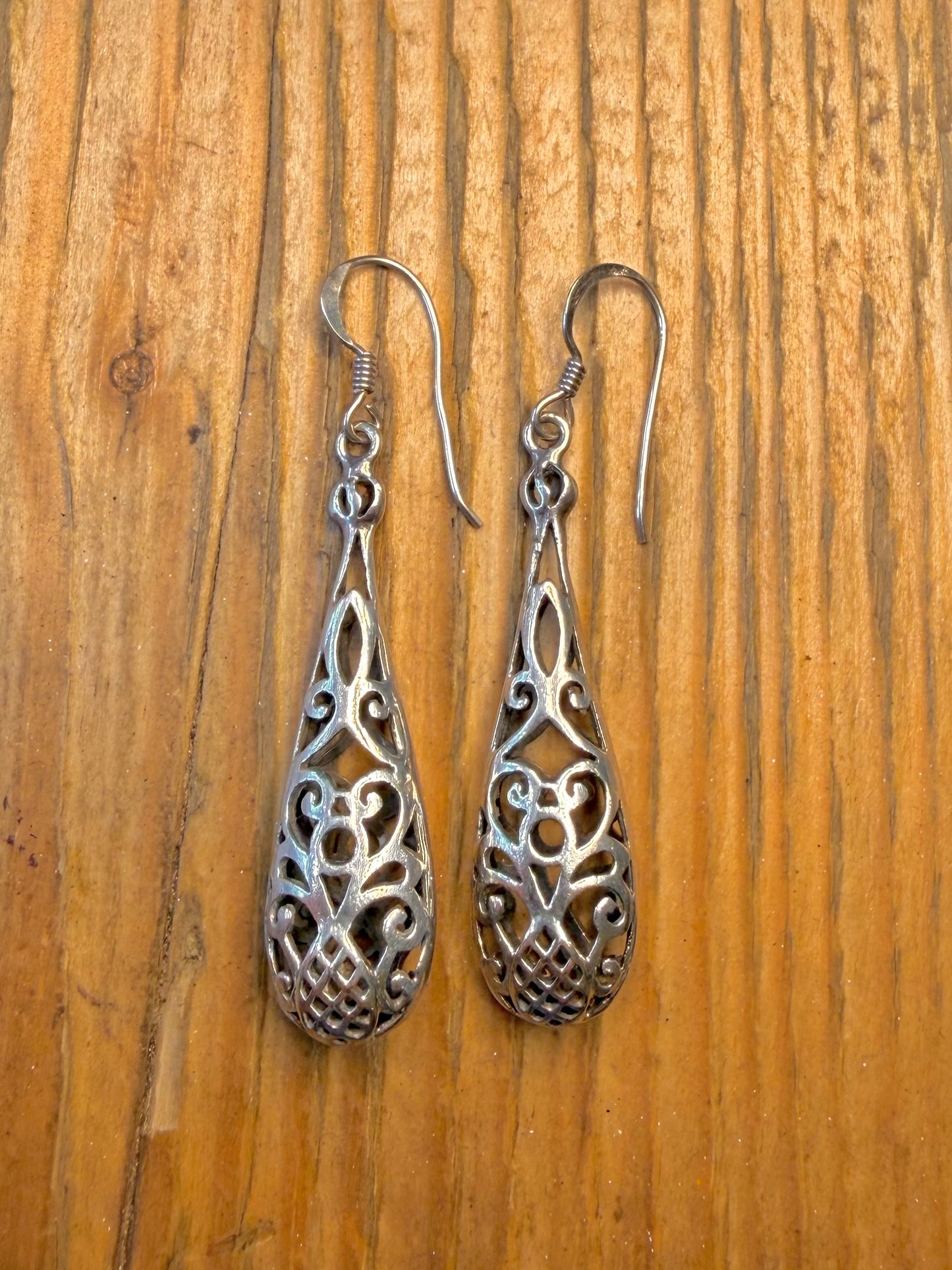 Dangle Filigree 925 Sterling Silver Earrings