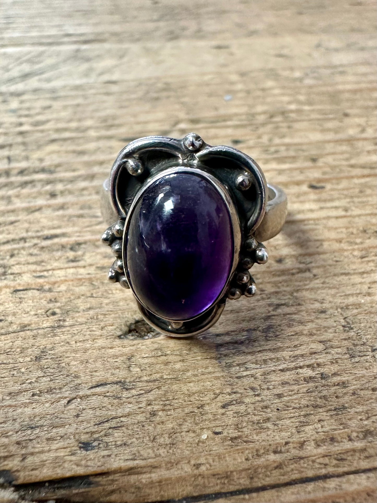 Vintage Amethyst 925 Silver Size L Ring