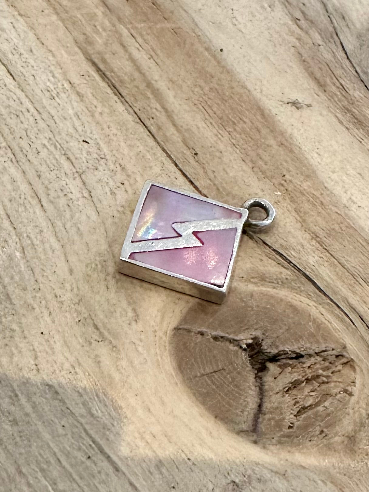 Abstract Pink Mother of Pearl 925 Silver Pendant