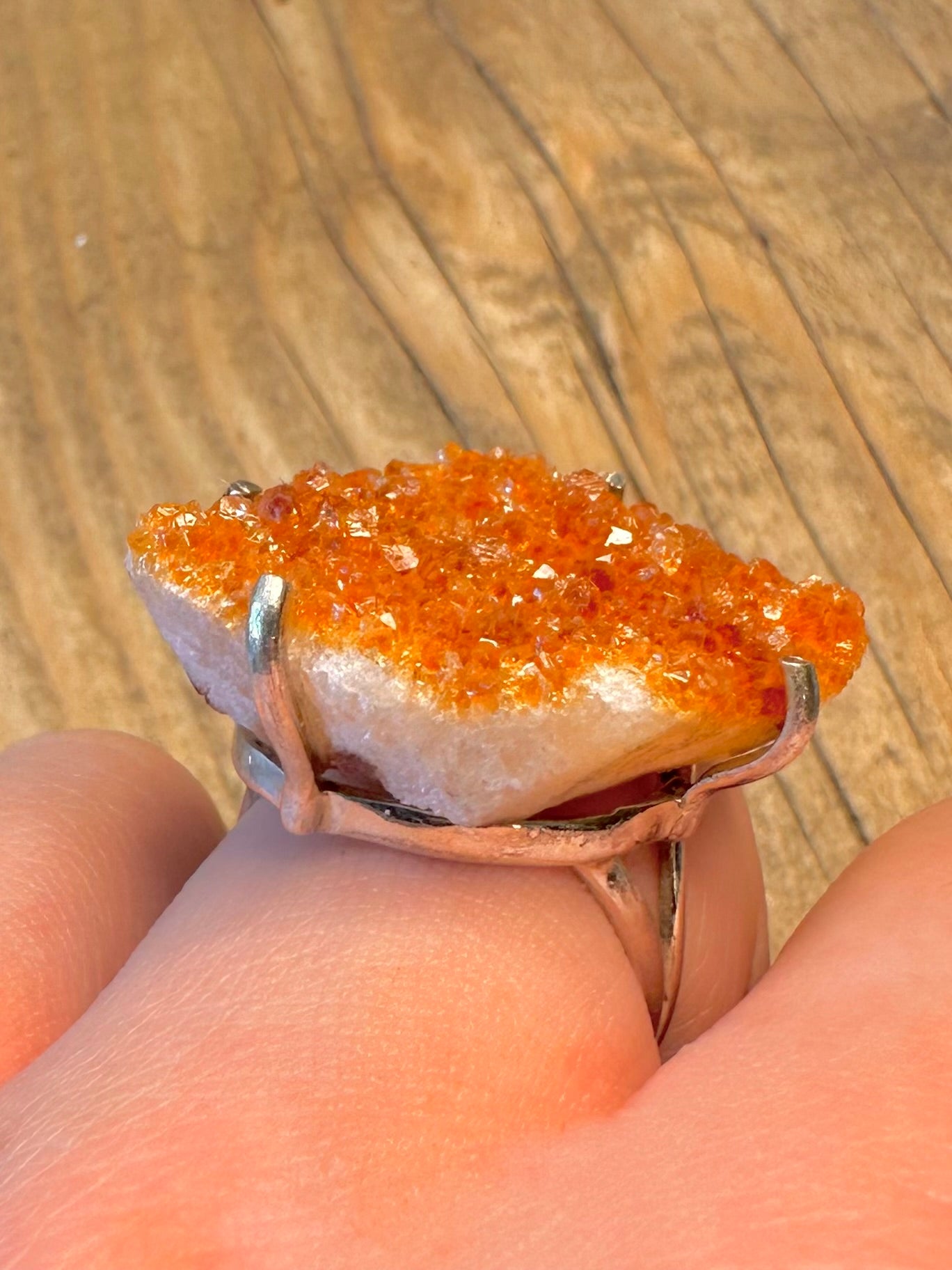 Citrine Crystal 925 Sterling Silver Size Q1/2 Ring
