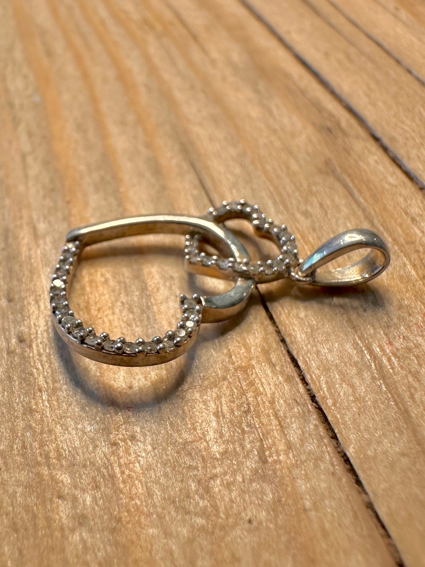 Vintage Heart Diamonds 0.25ct 925 Sterling Silver Pendant