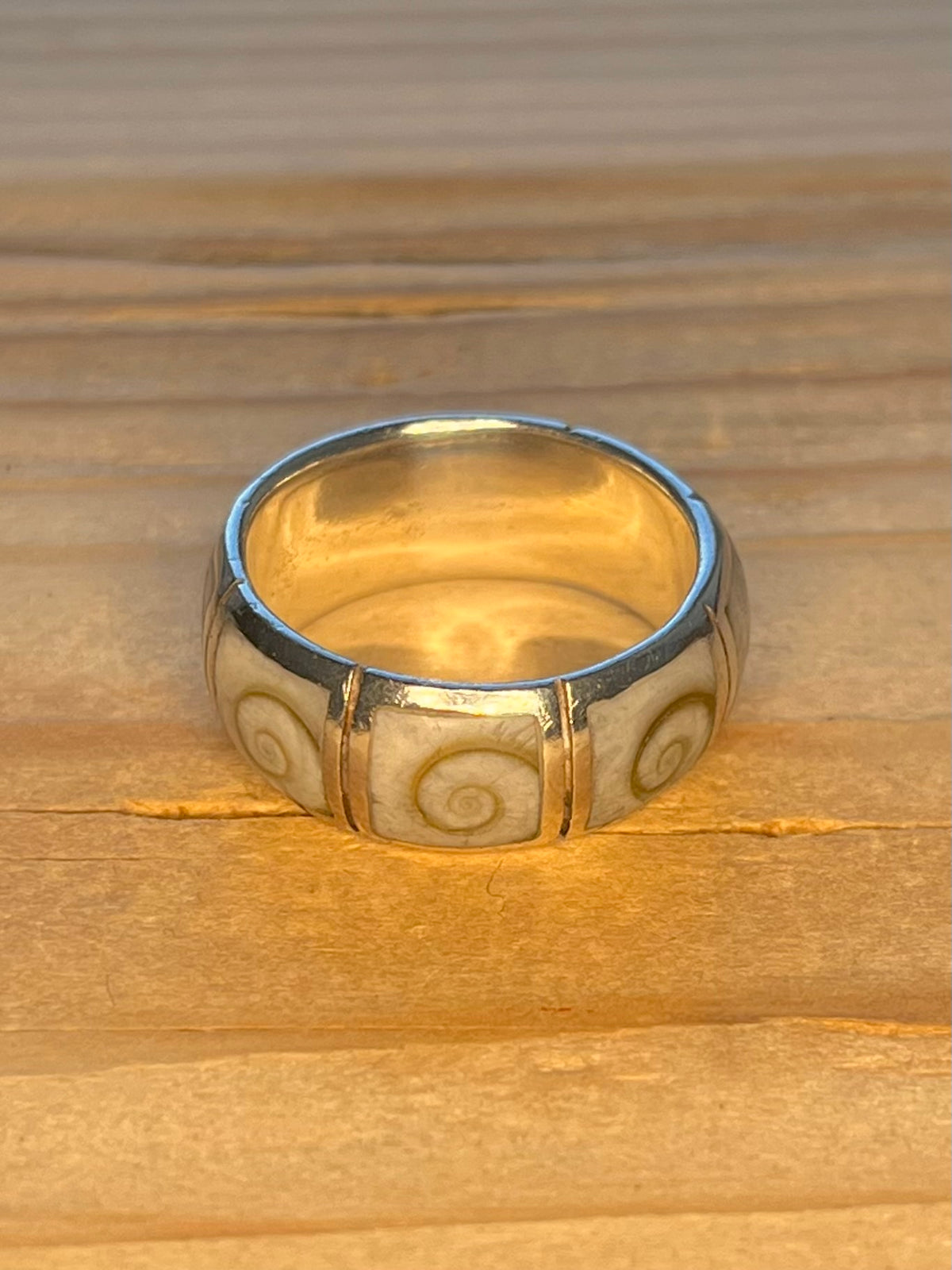 Shell Swirl Band 925 Sterling Silver Size P Ring
