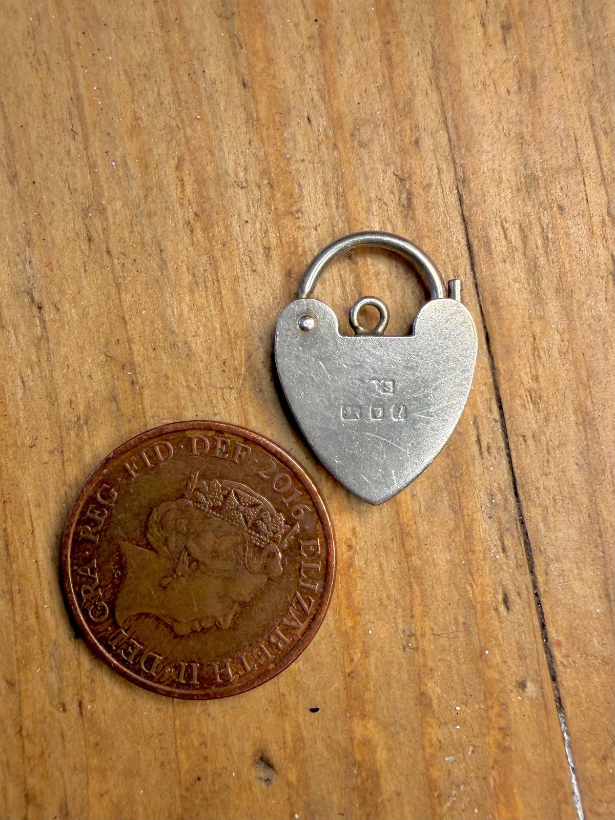 Heart Padlock 1966 London 925 Sterling Silver Pendant