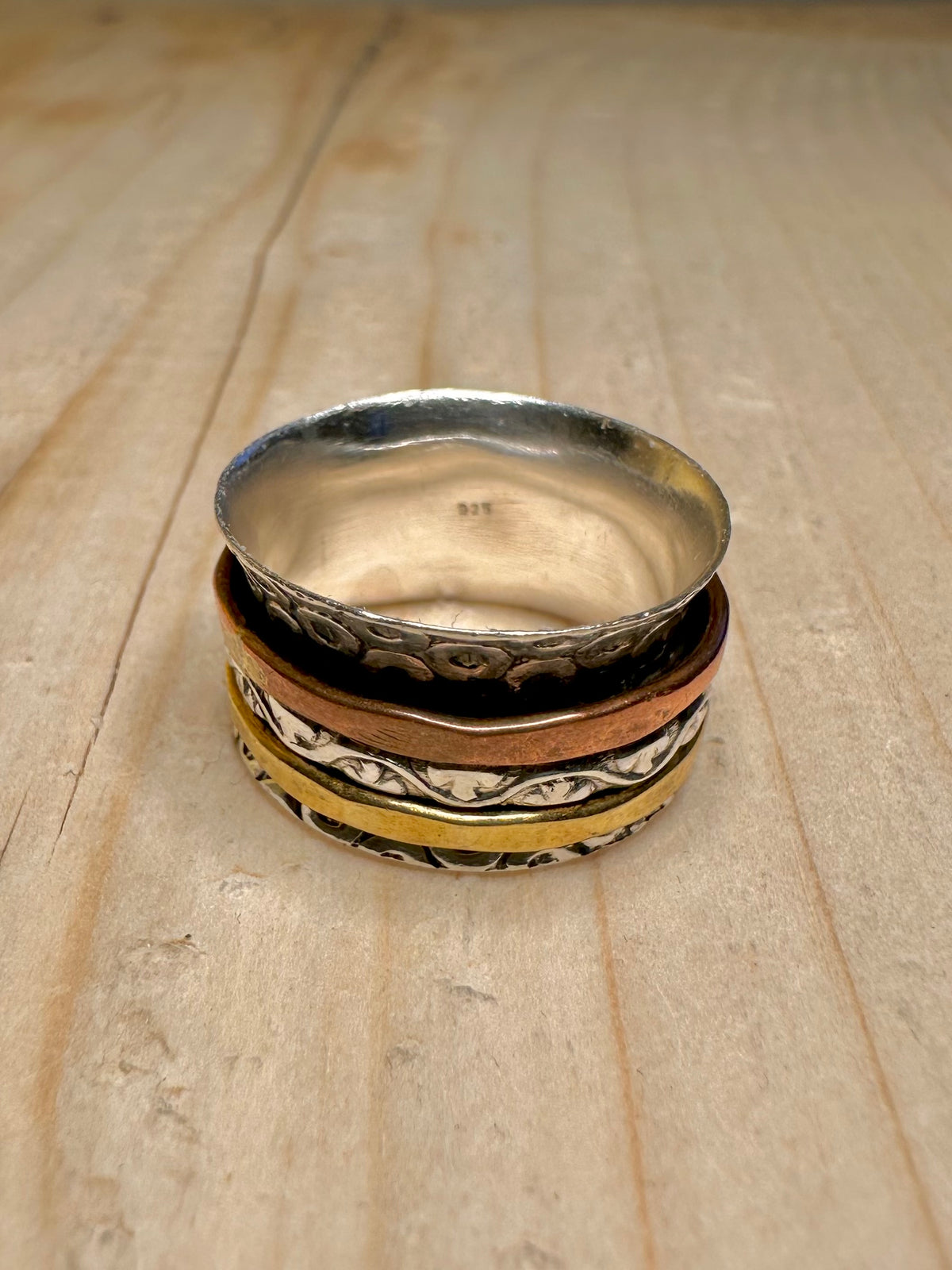 Meditation Spinner Band 925 Sterling Silver Size O Ring