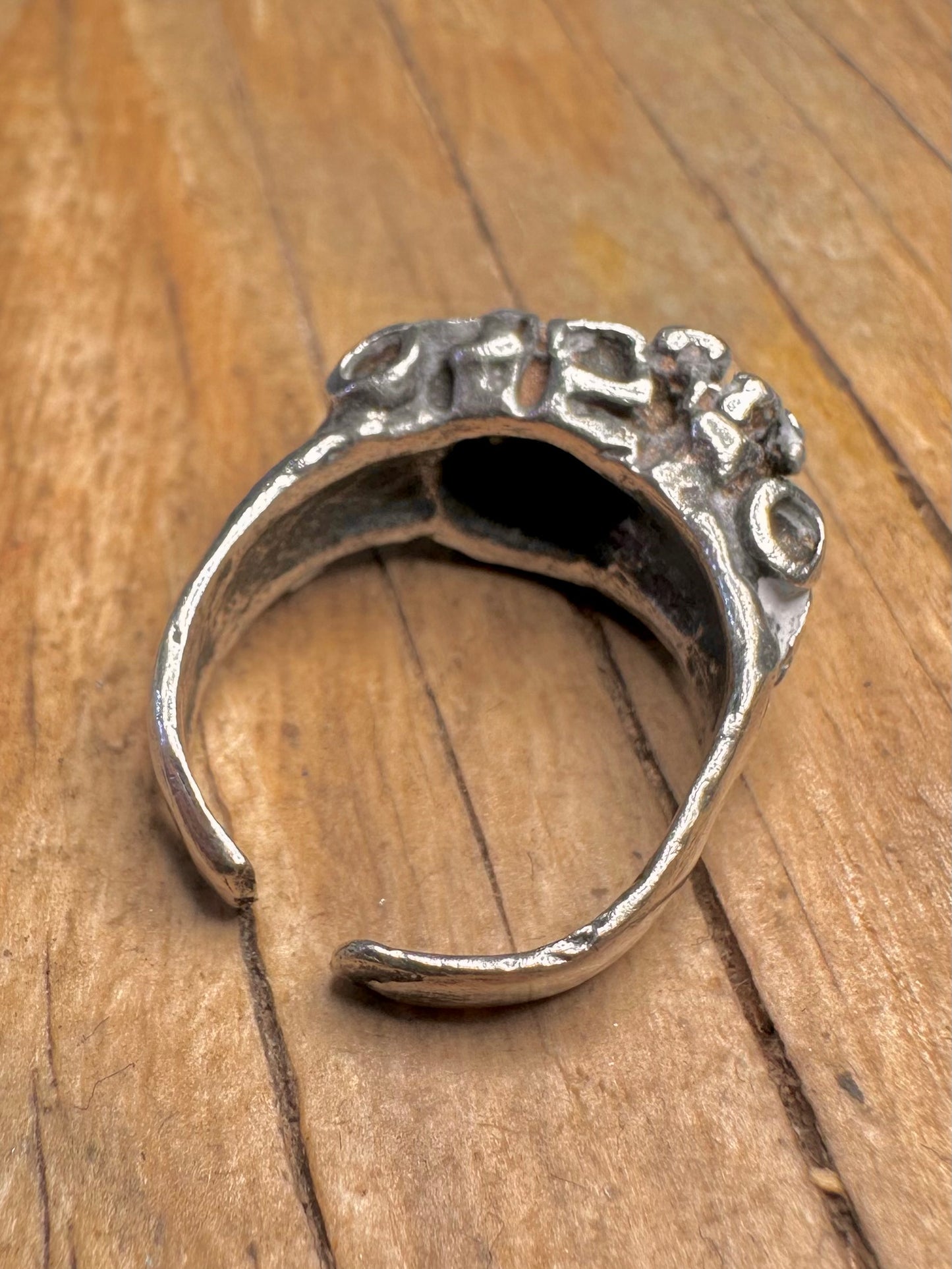 Brutalist Coral Style Textured 925 Sterling Silver Adjustable Size M Ring
