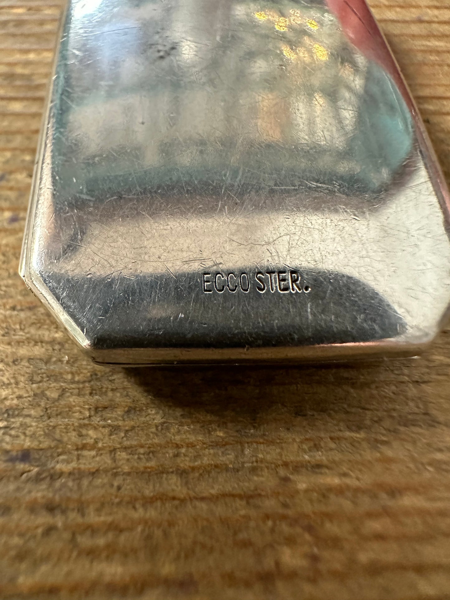 Vintage Large Rectangular Floral Engraved Sterling Silver Ecco Ster Locket Pendant