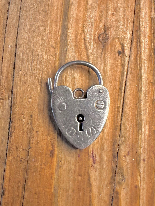 Large 1975 Heart Padlock 925 Sterling Silver Pendant
