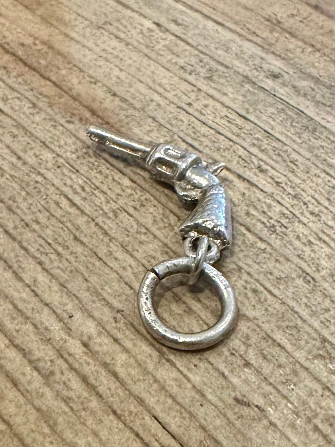 Vintage Pistol Revolver Gun 925 Silver Charm Pendant