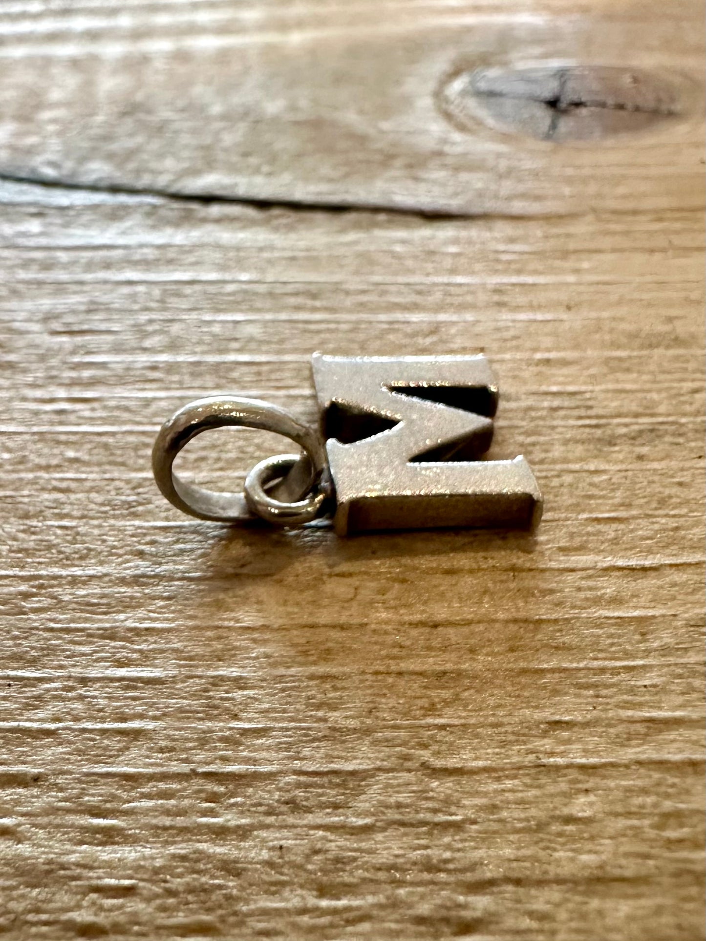 Vintage Letter M 925 Silver Charm Pendant