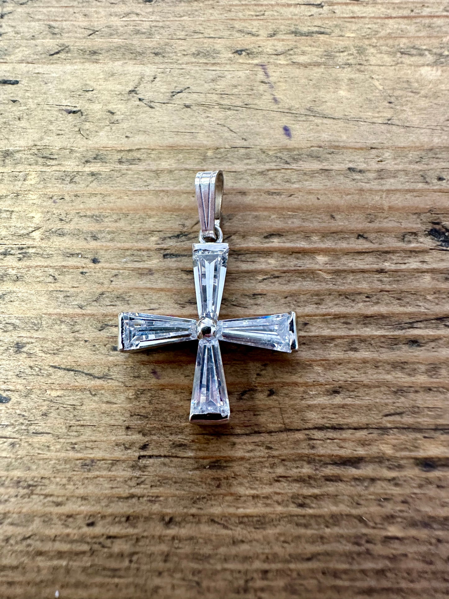 Modern CZ Cross 925 Silver Pendant