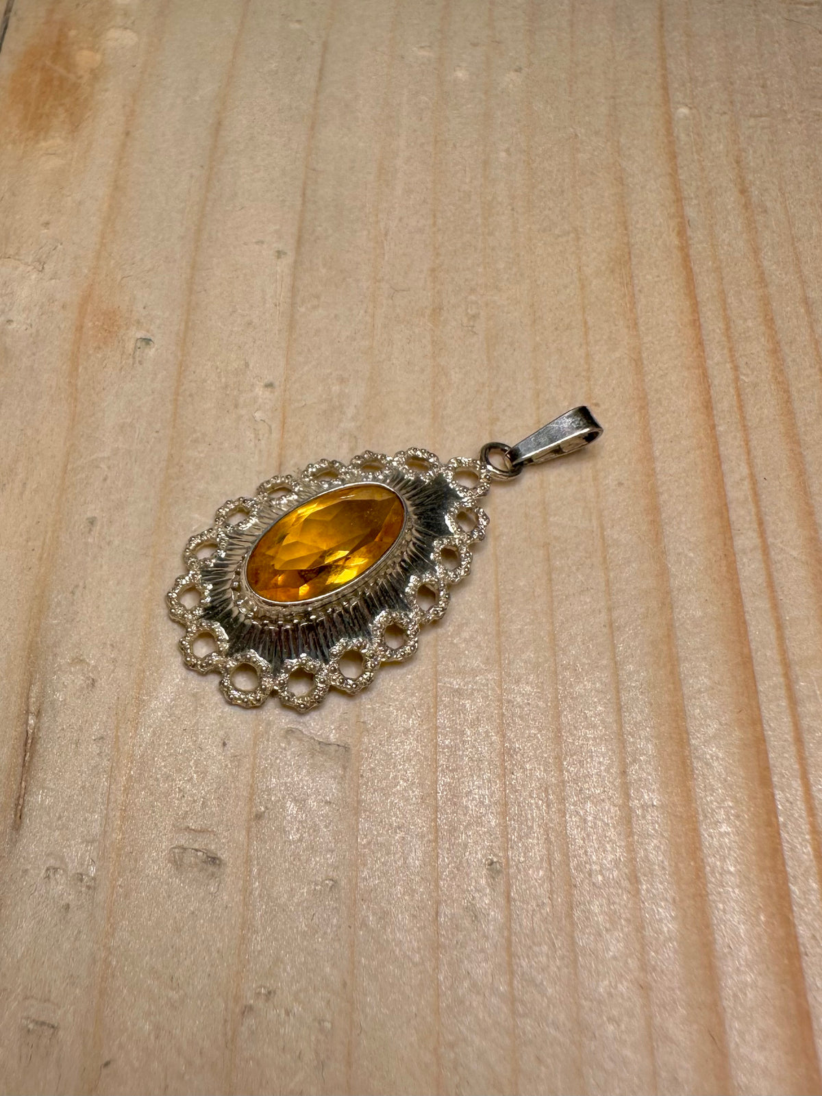Citrine Ornate Oval 925 Sterling Silver Pendant