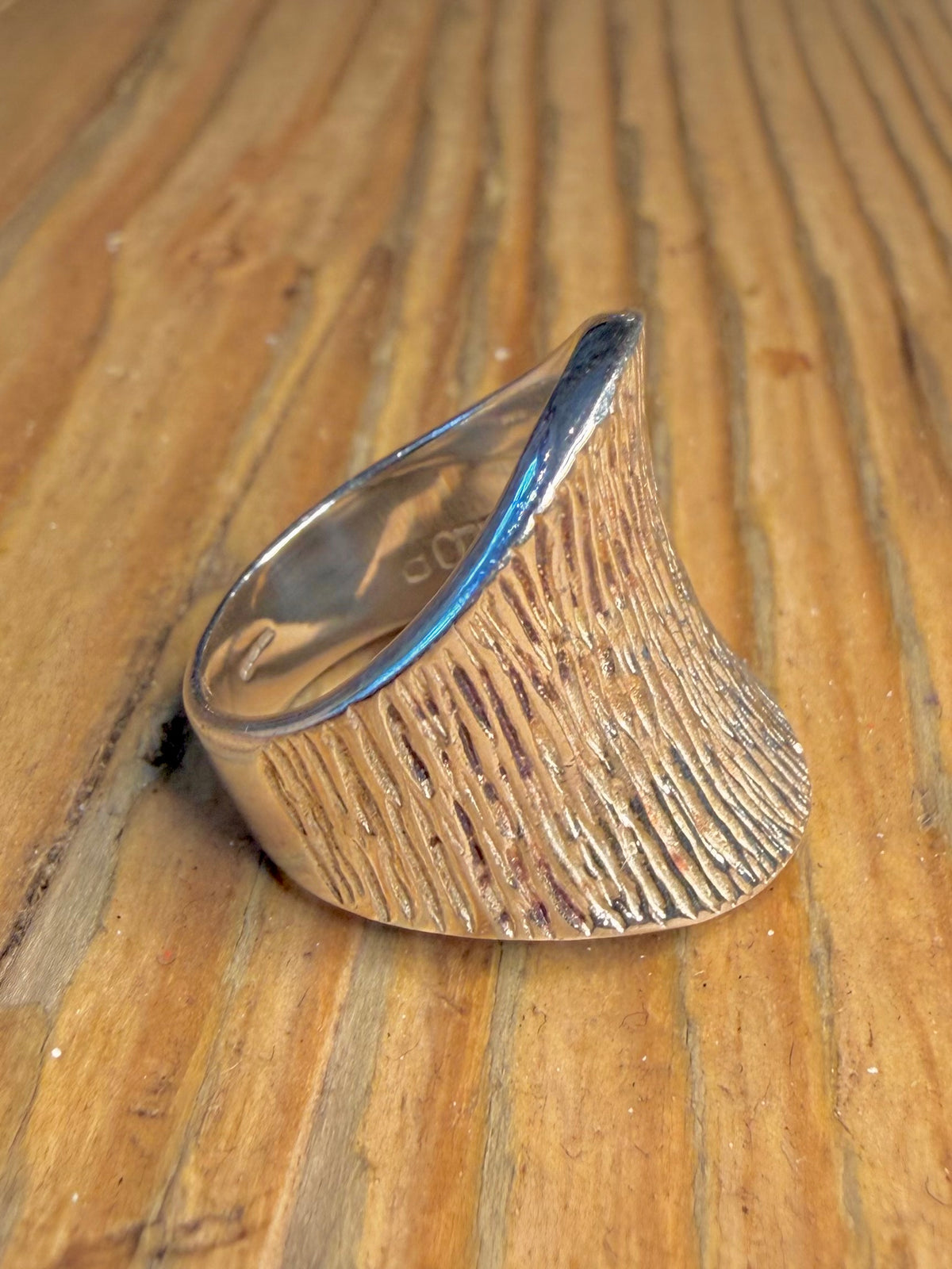 Wide Textured Heavy 925 Sterling Silver Size K1/2 Ring