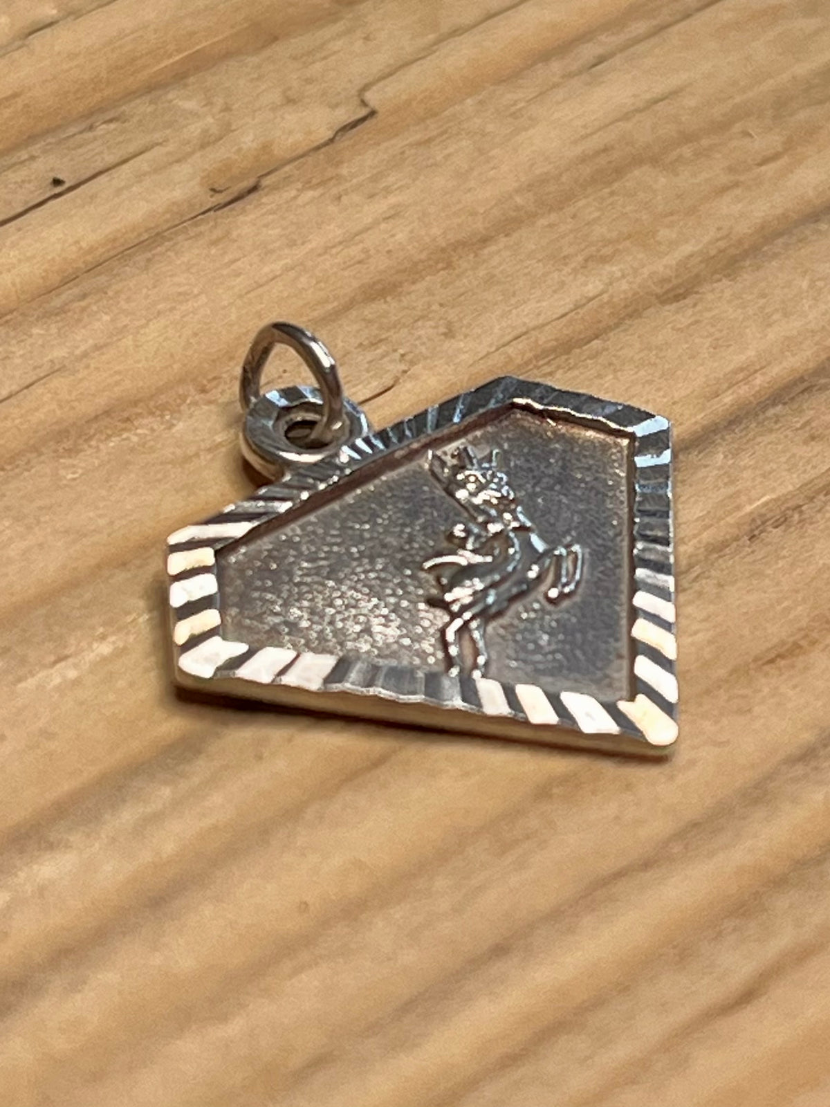 Babycham 1970’s Deer Diamond Shaped 925 Sterling Silver Pendant