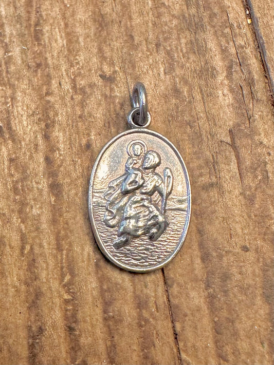 Oval 1968 St Christopher 925 Sterling Silver Pendant