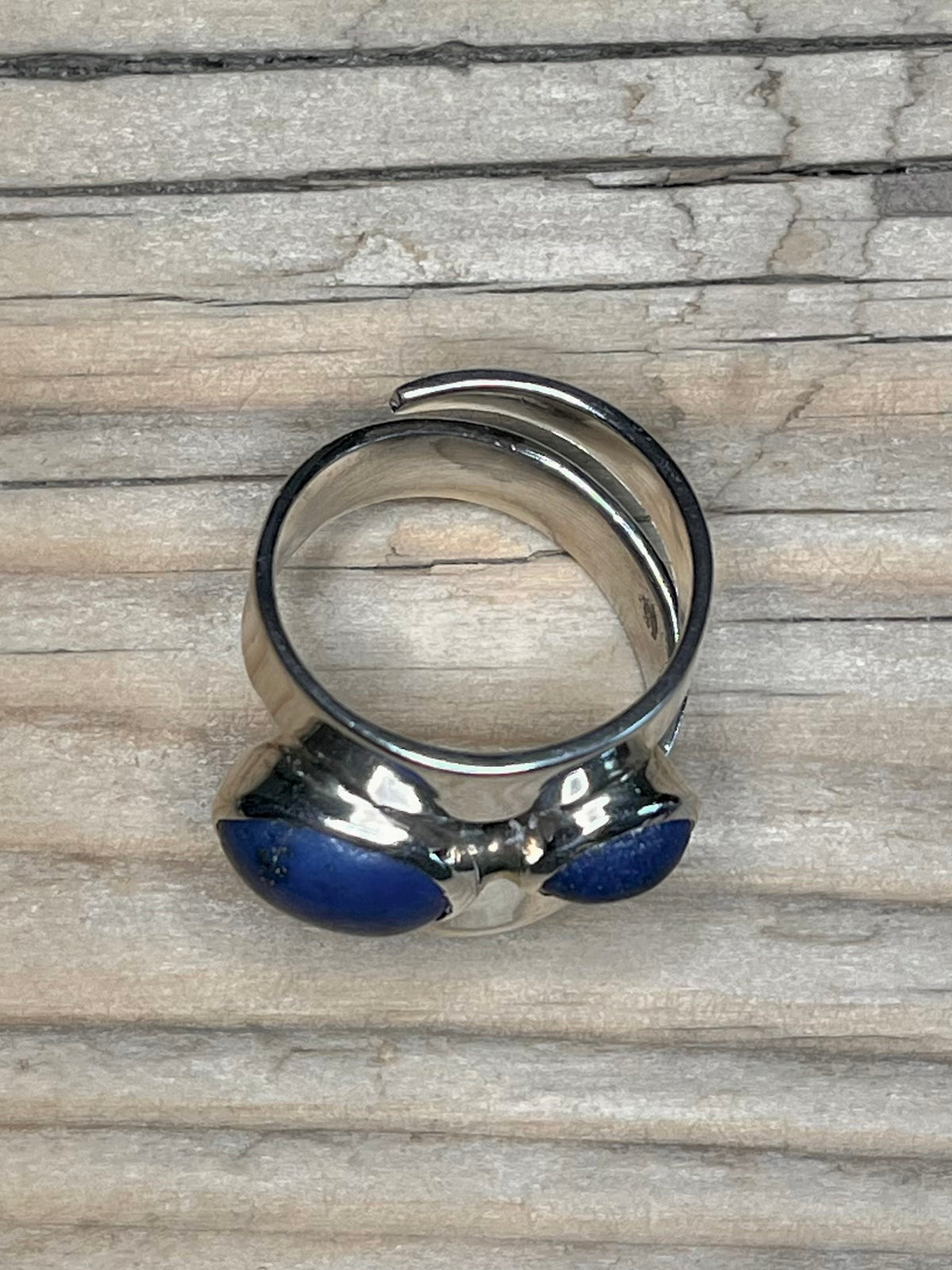 Abstract Double Lapis Lazuli 925 Sterling Silver Size N Ring