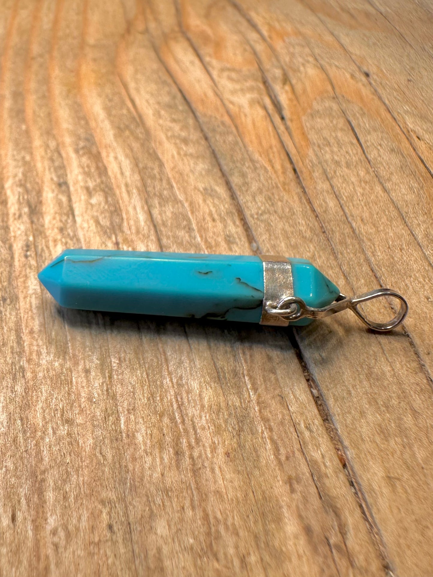 Vintage Howlite Point 925 Sterling Silver Pendant