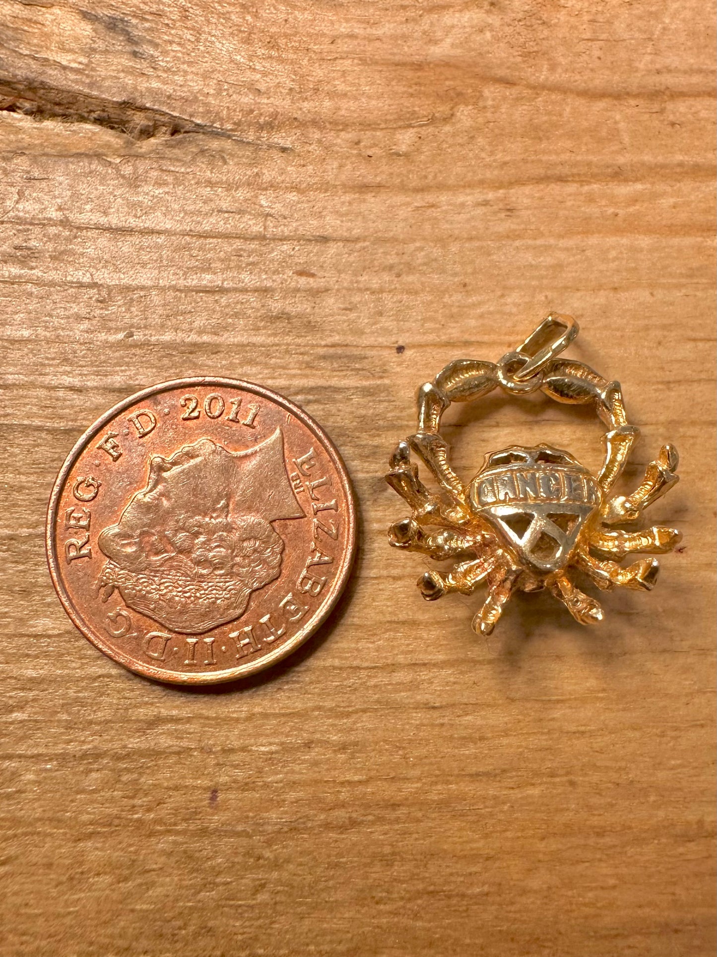 Vintage Crab Cancer Gold on 925 Silver Pendant