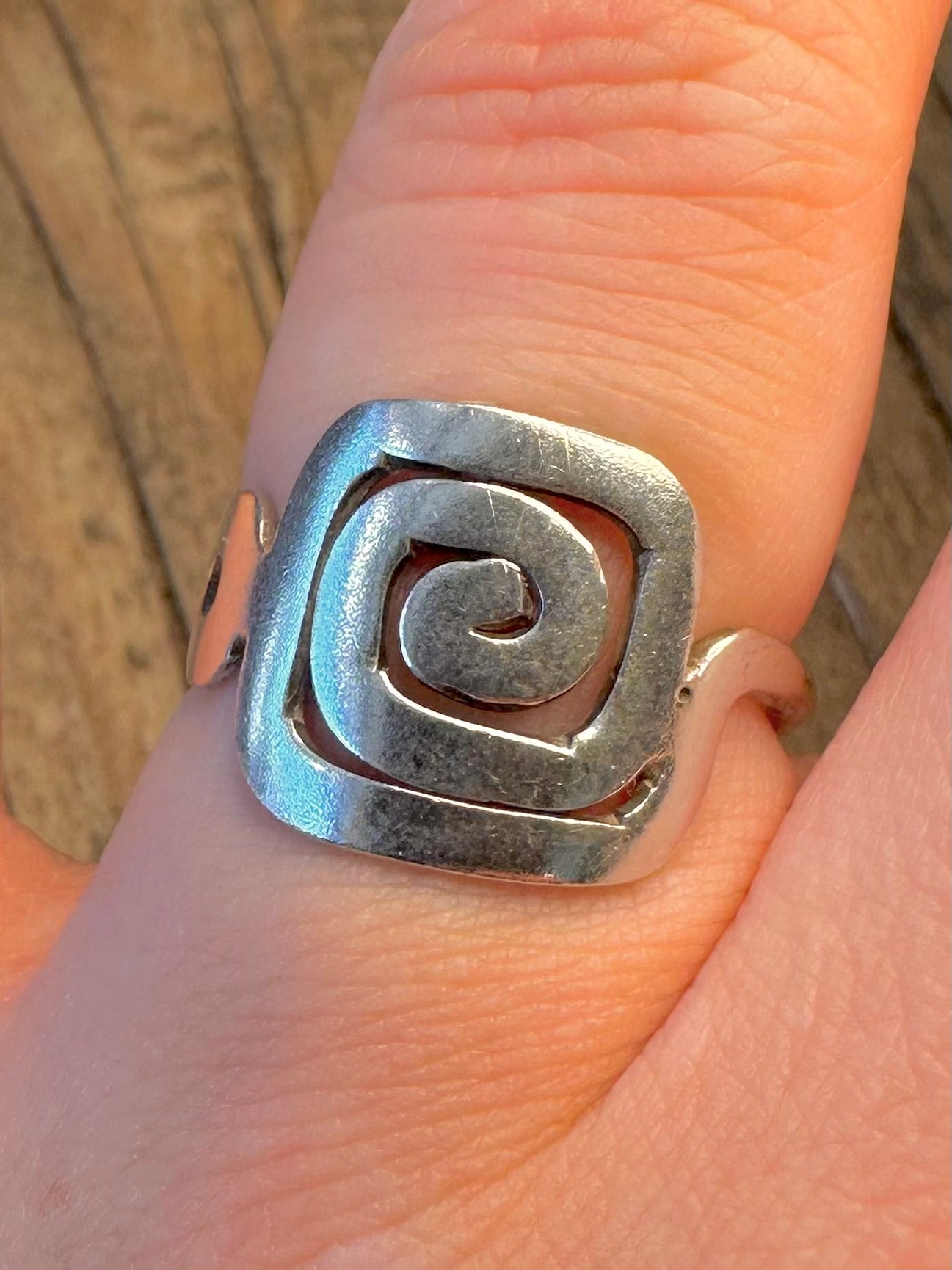 Square Swirl 925 Sterling Silver Size O1/2 Ring