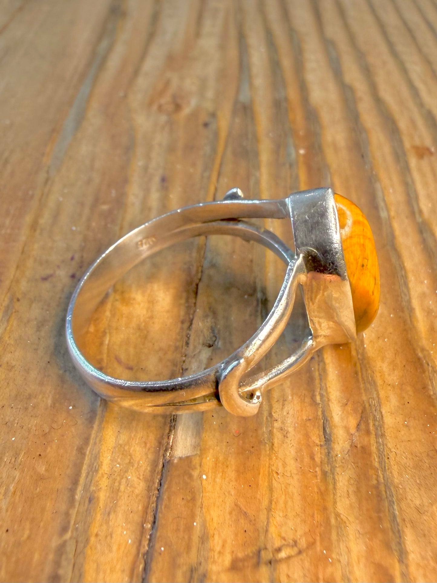 Tigers Eye Split Band 925 Sterling Silver Size U1/2 Ring