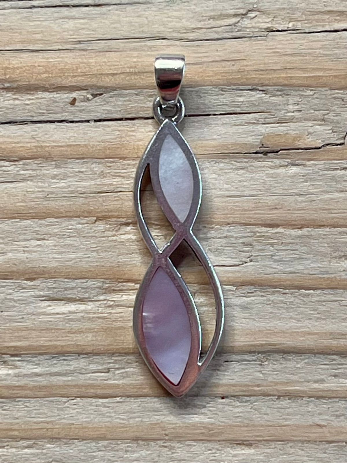 Mother of Pearl Pink and White 925 Sterling Silver Pendant