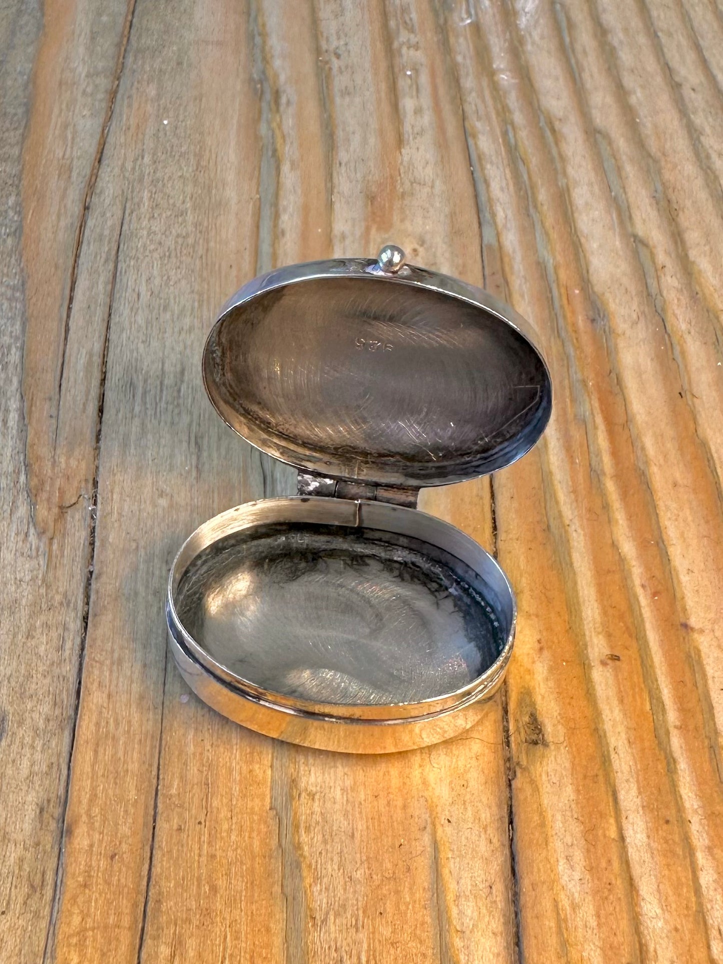 Engraved Oval Pill Box 925 Sterling Silver Collectable