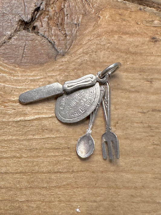 Vintage Cutlery 925 Silver Charm Pendant