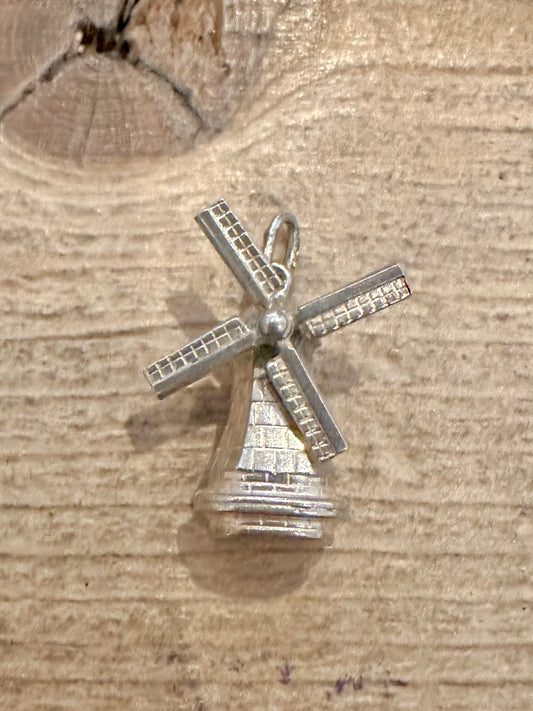 Vintage Spinning Windmill 925 Silver Charm Pendant