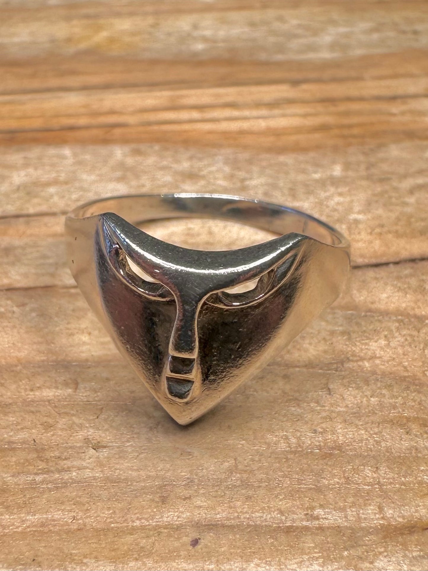 Vintage Mask 925 Sterling Silver Size Q Ring