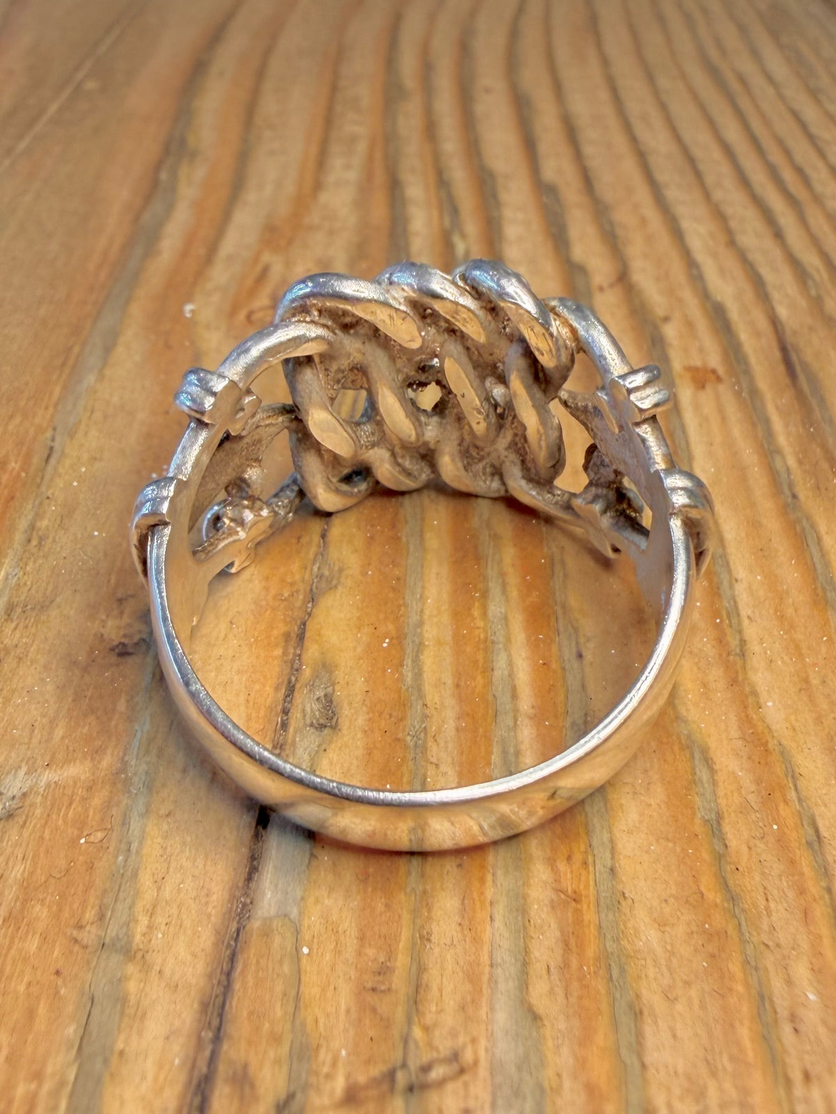 Unique 1985 Keepers Maker GGC Hallmarked 925 Sterling Silver Size Z+6 Ring