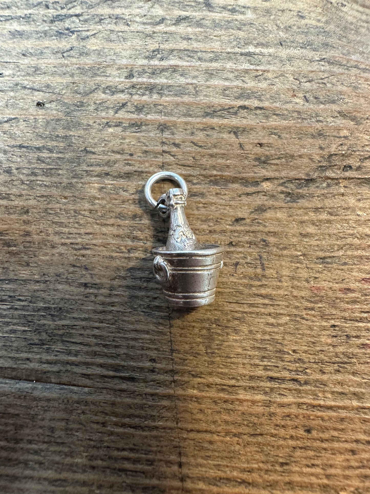 Vintage Champagne and Bucket 925 Silver Charm Pendant