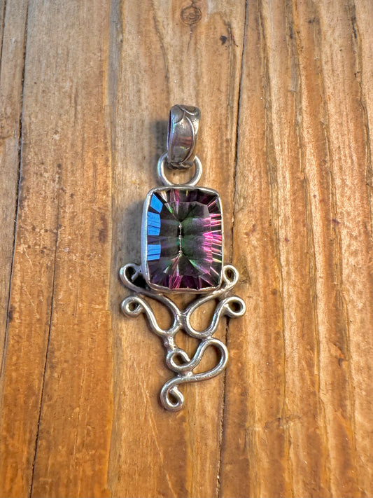 Abstract Mystic Topaz 925 Sterling Silver Pendant