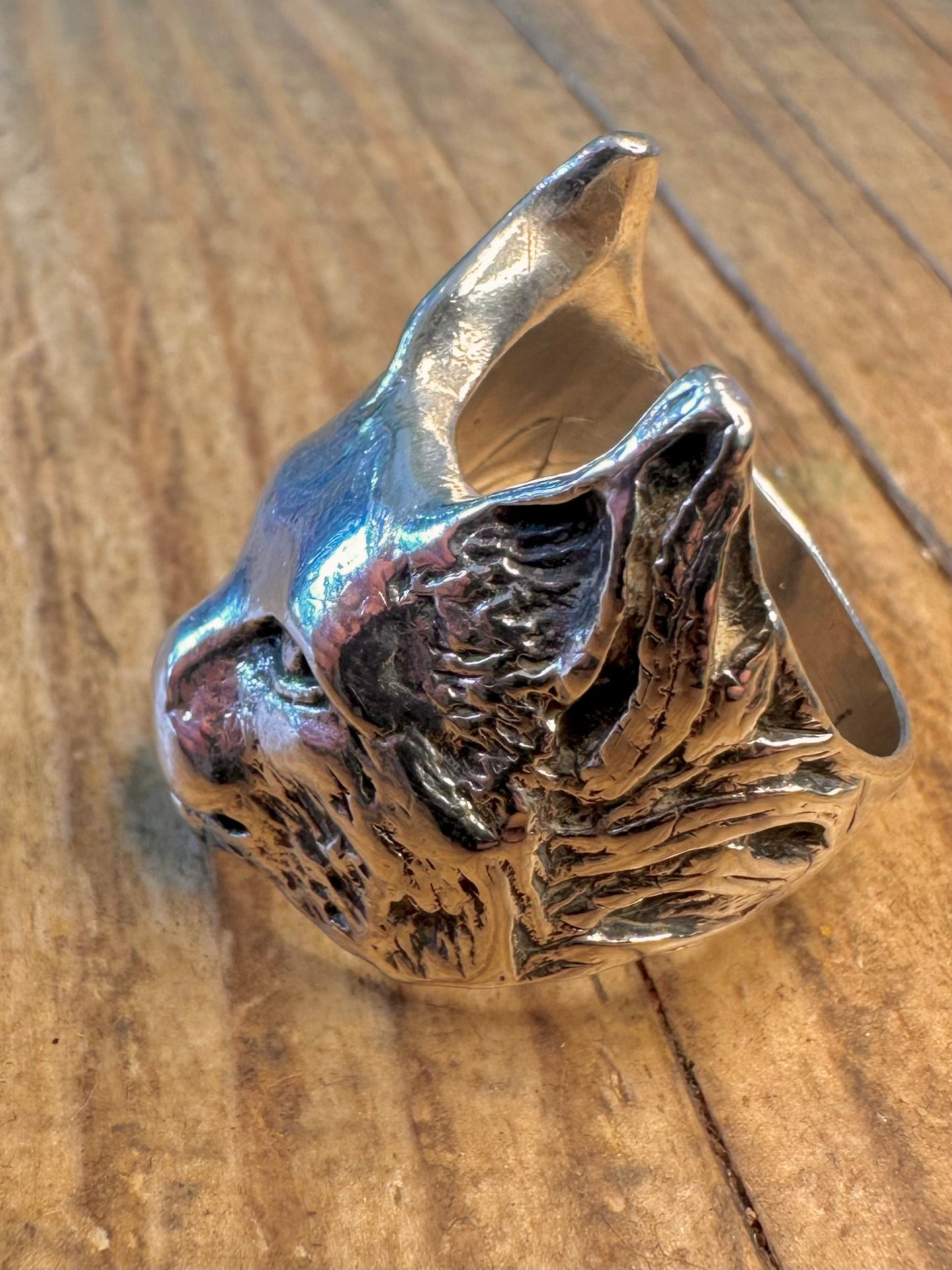Lynx Katze Verrücktes Schwein Design 925 Sterling Silber Größe O Ring